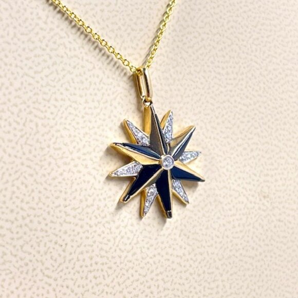 Diamond and Black Onyx Star necklace in 14k - Picture 3 of 8